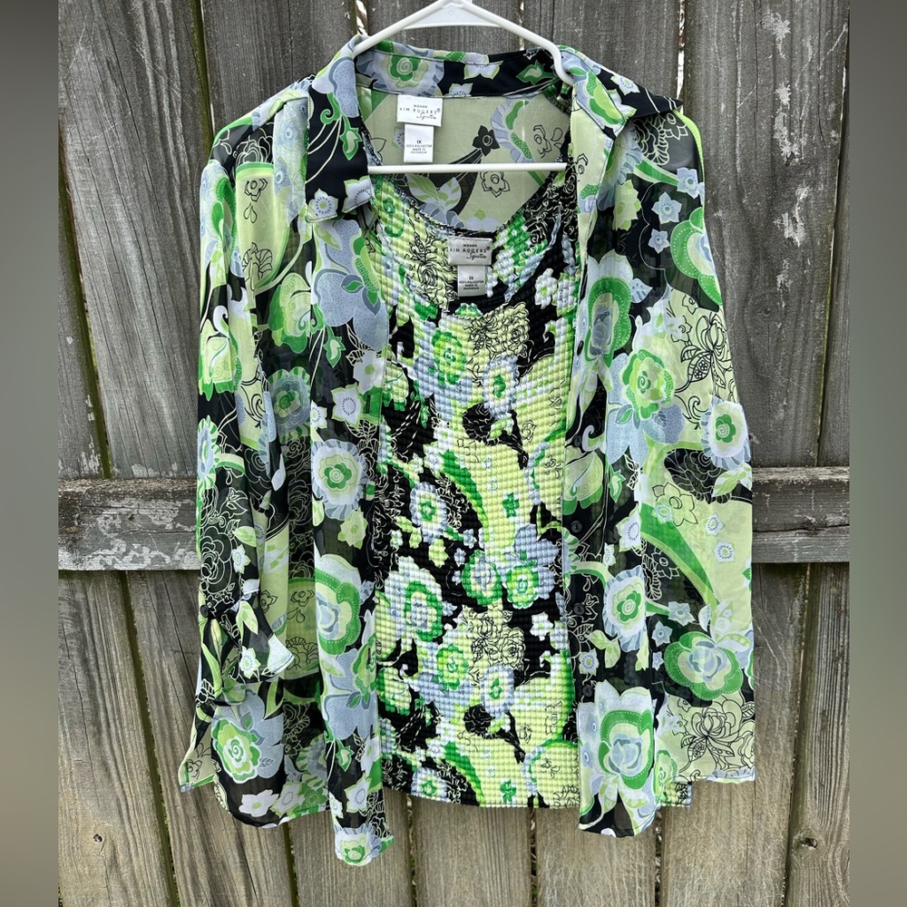 Kim Rogers tank and over-shirt set